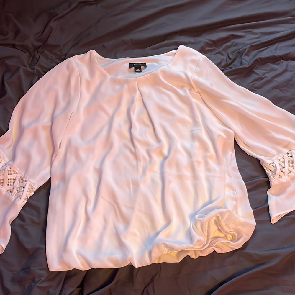 AB Studio White 3/4 Length Top